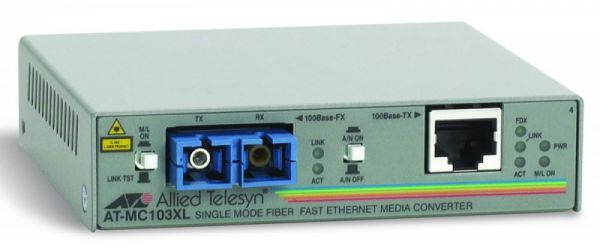 Медиаконвертер Allied Telesis AT-MC103XL-60 100TX (RJ-45) to 100FX single-mode fiber (SC) media converter